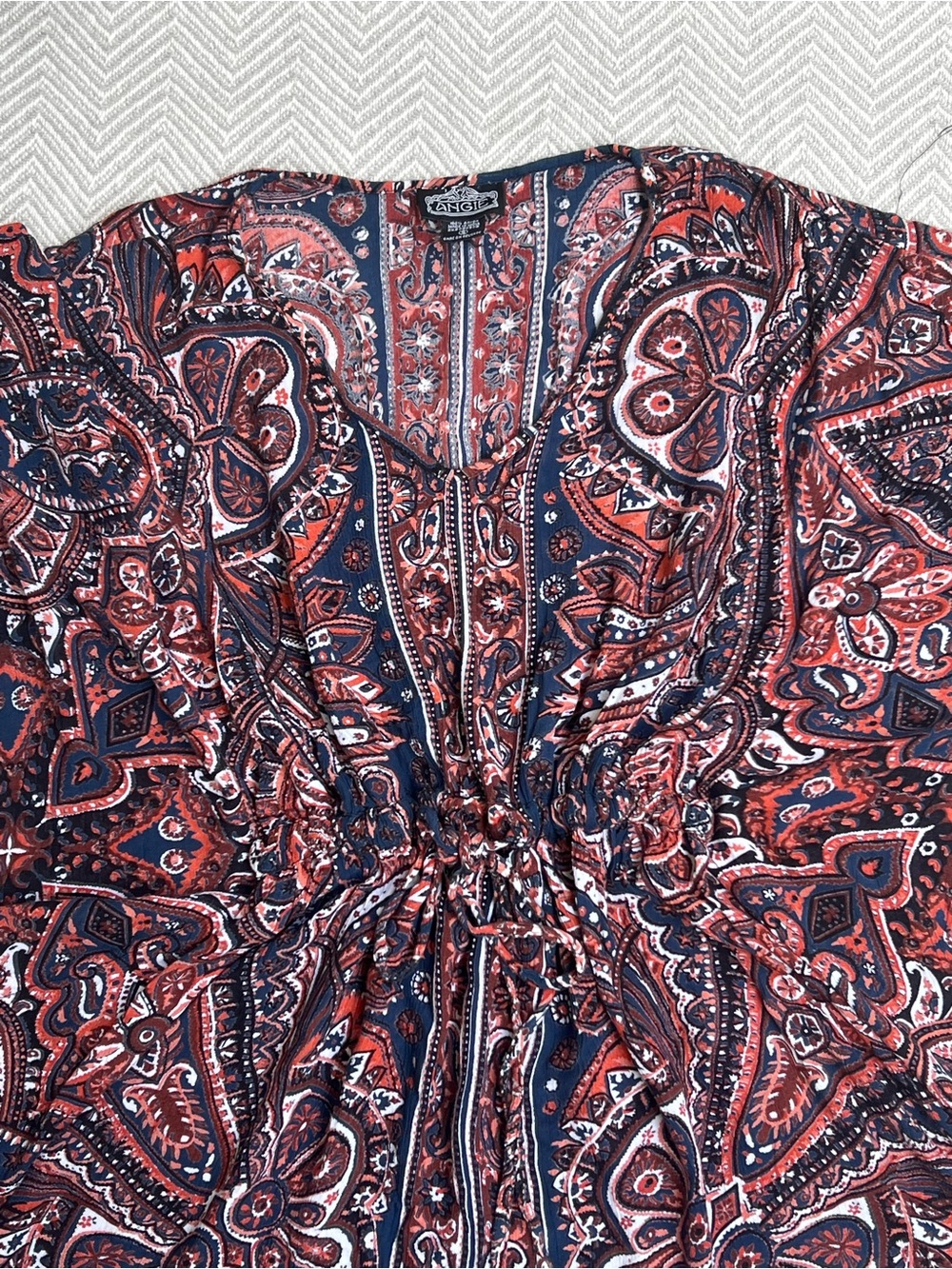 Angie Women’s Navy & Rust Patterned Rayon Jeans